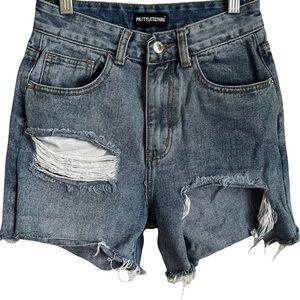 Pretty Little Thing Ultra High Rise‎ Distresed Denim Shorts
